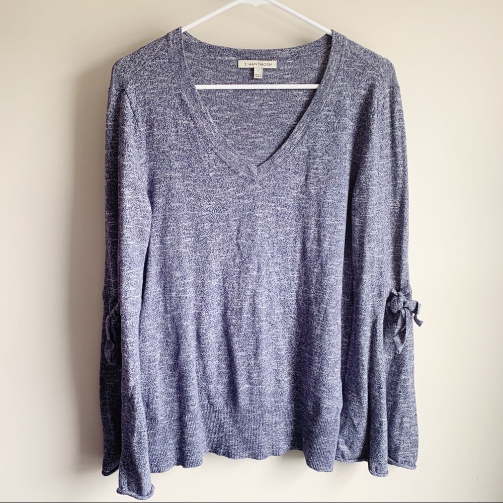 41 Hawthorn Stitch Fix Purple Tie Bell Sleeve Sweater